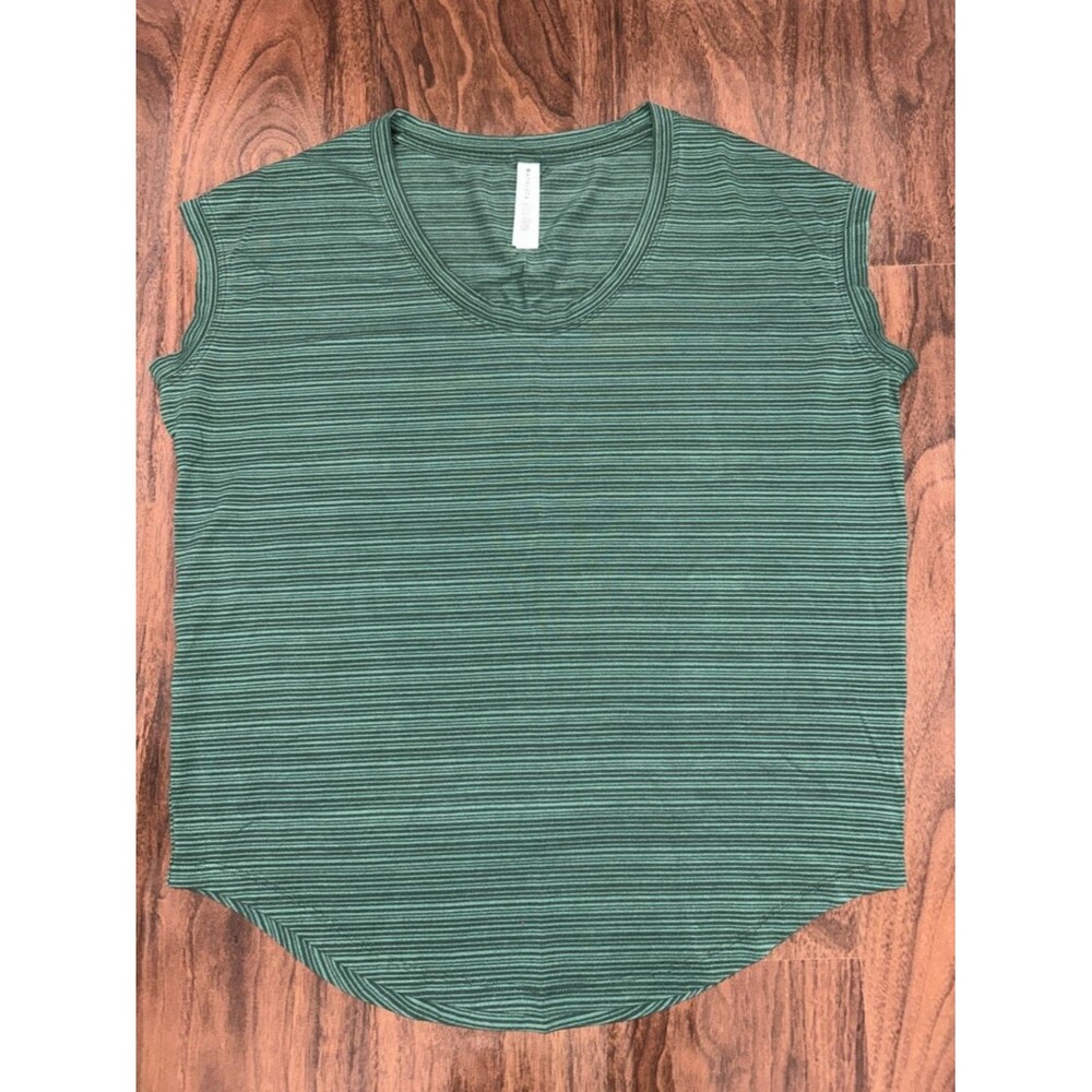 Athleta Cloudlight Stratus Green Striped Tee Sleeveless
